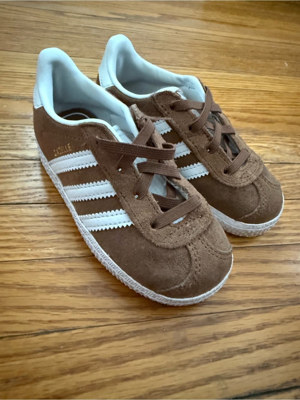 adidas Kids Brown and White Suede Sneakers